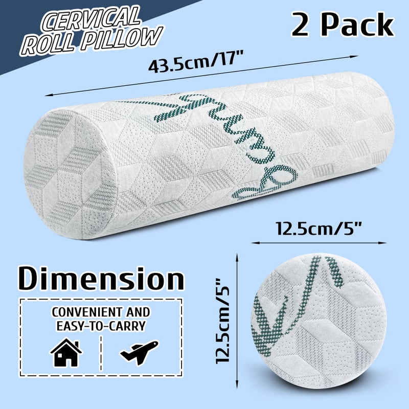 LVYSHOW Cervical Roll Pillow, 2 Pack Round Bolster Pillow with Removable Washable Cover for Neck, Back, Leg, and Knee Support, 5" x 17" - Image 3