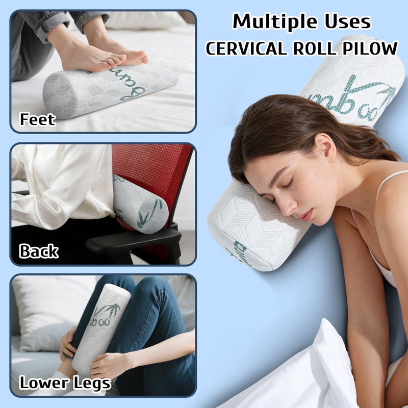 LVYSHOW Cervical Roll Pillow, 2 Pack Round Bolster Pillow with Removable Washable Cover for Neck, Back, Leg, and Knee Support, 5" x 17" - Image 4