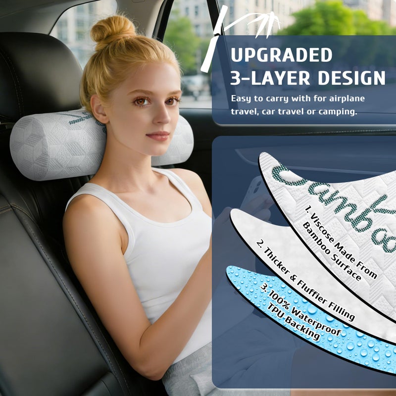 LVYSHOW Cervical Roll Pillow, 2 Pack Round Bolster Pillow with Removable Washable Cover for Neck, Back, Leg, and Knee Support, 5" x 17" - Image 5