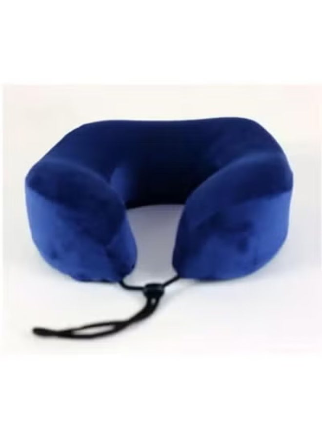 Premium American Memory Foam Medical Travel Pillow - Orthopedic Neck Support for Reading & Sleeping During Long Trips - Royal Blue
