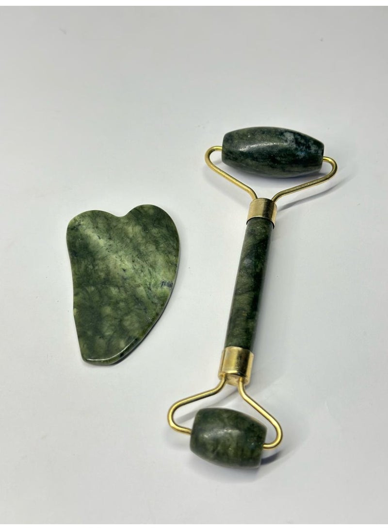 أسطوانة تدليك الوجه باليشم وأداة غوا شا الطبيعية والحجرية لعلاج الوجه والرقبة - Image 3