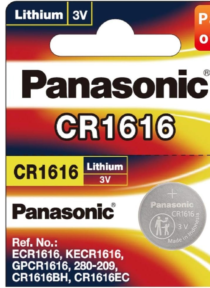 Panasonic Lithium 3V Coin Battery CR1616 Pack Of 3