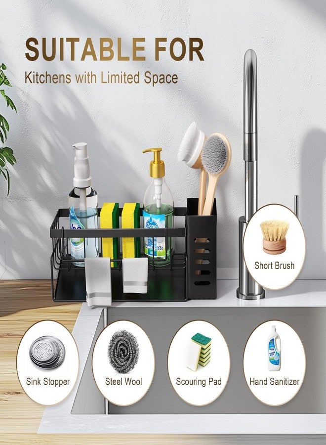 DTONIMA Sponge Holder for Kitchen Sink,Kitchen Sink Caddy Organzier with High Brush Holder,Countertop Soap Dispenser Organizer - Image 4