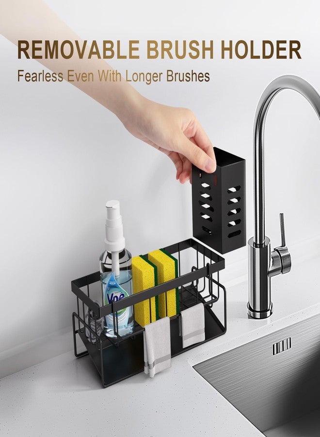 DTONIMA Sponge Holder for Kitchen Sink,Kitchen Sink Caddy Organzier with High Brush Holder,Countertop Soap Dispenser Organizer - Image 3