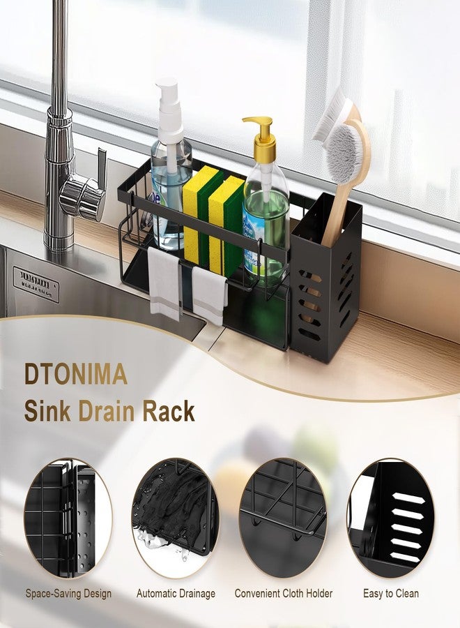 DTONIMA Sponge Holder for Kitchen Sink,Kitchen Sink Caddy Organzier with High Brush Holder,Countertop Soap Dispenser Organizer - Image 5
