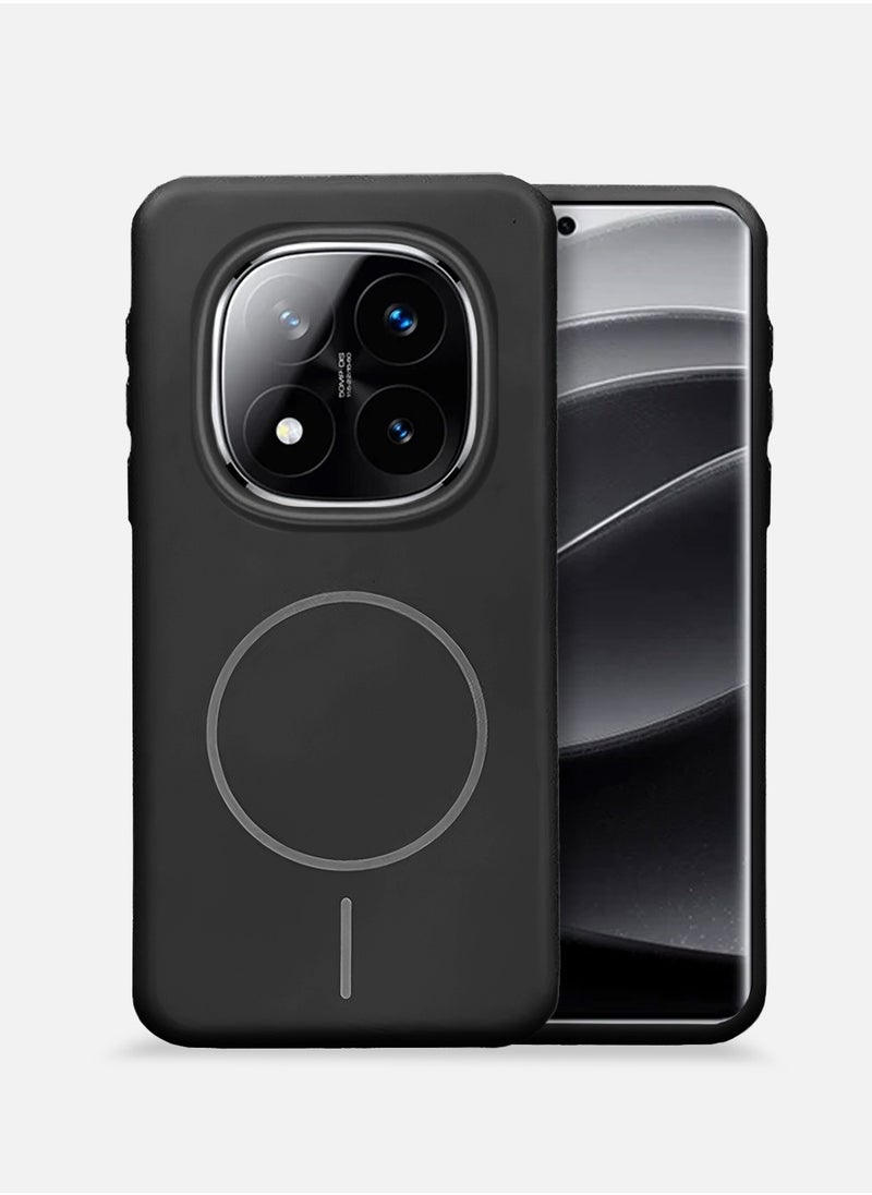 Wtech Xiaomi Redmi Note 14 Pro+ 5G / Xiaomi Redmi Note 14 Pro Plus 5G 2025 Premium Liquid Silicone Compatible With Thin Magsafe Ring Case Cover - Black  - Image 1