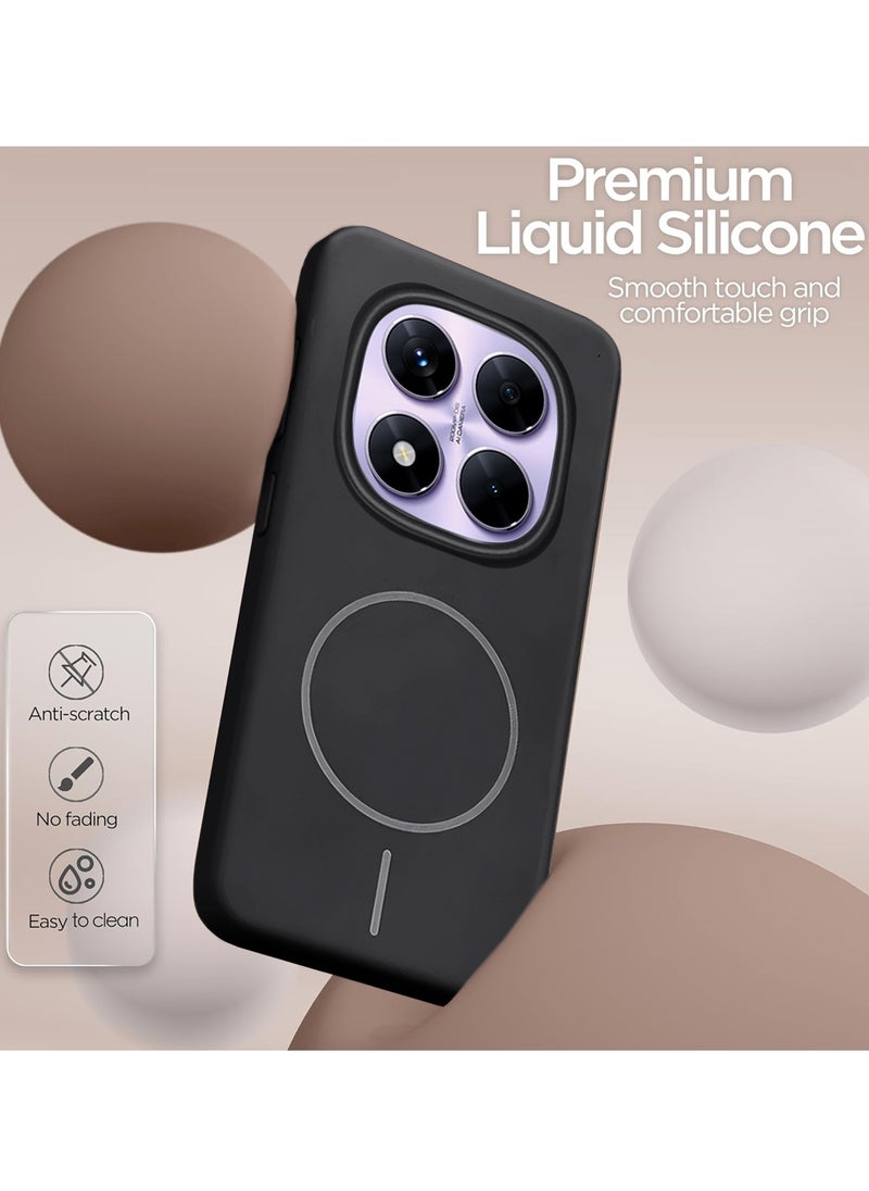 Wtech Xiaomi Redmi Note 14 Pro+ 5G / Xiaomi Redmi Note 14 Pro Plus 5G 2025 Premium Liquid Silicone Compatible With Thin Magsafe Ring Case Cover - Black  - Image 2