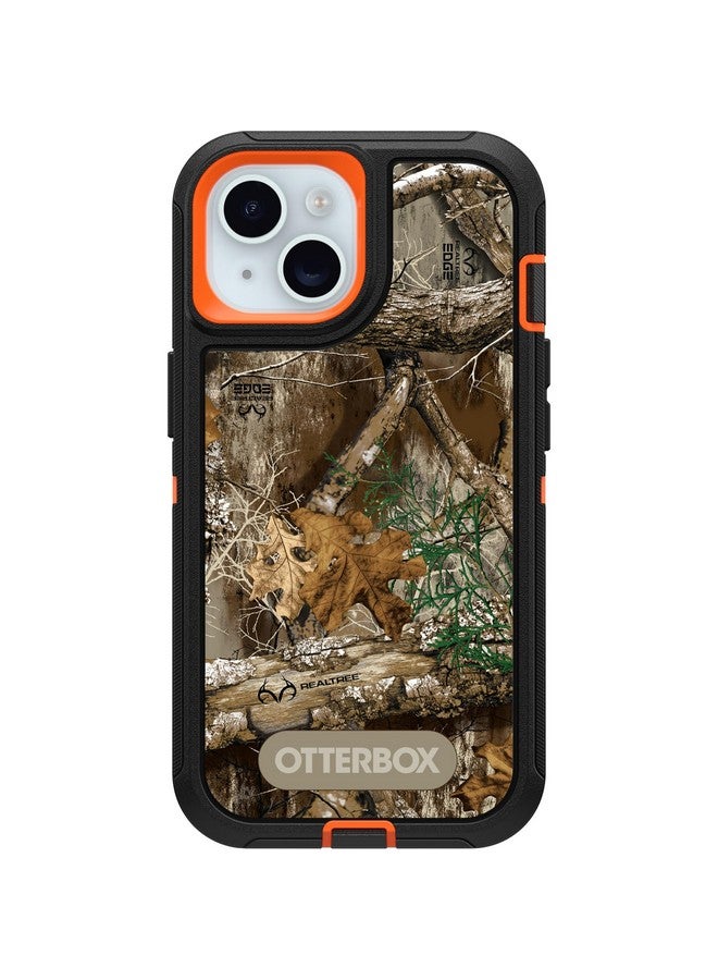 Otterbox OtterBox iPhone 15, iPhone 14, and iPhone 13 Defender Series Case - Realtree Edge (Blaze Orange/Black/RT Edge), Rugged & Durable, with Port Protection, Includes Holster Clip Kickstand  - Image 1