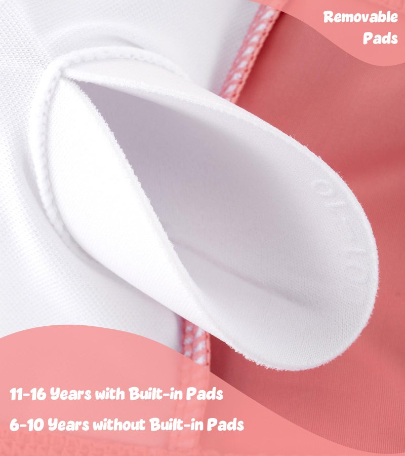 Vogseek Girls Swimsuits Size 10 12 Summer Lace Bikini Bathing Suits with UV Sun Protection Mesh Pant 11 12 Year Old Teens Pink Flower Tankinis Swim Suits Girl's Quick Dry Rash Guard Swimming Wear - Image 3