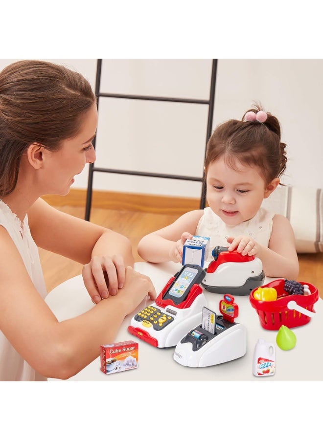 New Boy Supermarket Cashier Toy – Interactive Register Cash with Calculator, Play Money, Credit Card & Grocery Items, Lights & Sounds, Educational Role Play for Kids - Image 2
