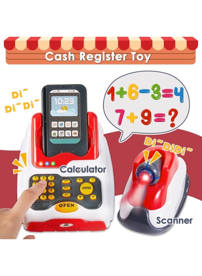 New Boy Supermarket Cashier Toy – Interactive Register Cash with Calculator, Play Money, Credit Card & Grocery Items, Lights & Sounds, Educational Role Play for Kids - Image 4