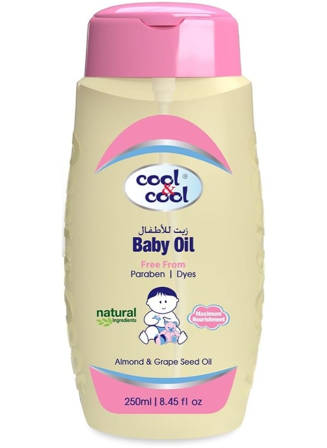 Cool & Cool Pack Of 2 Enriched With Vitamin E And Grape Seed Baby Oil For Gentle Hydration 250Ml Paraben Free,  - Image 2