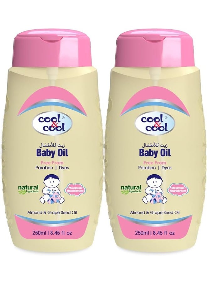 Cool & Cool Pack Of 2 Enriched With Vitamin E And Grape Seed Baby Oil For Gentle Hydration 250Ml Paraben Free,  - Image 1