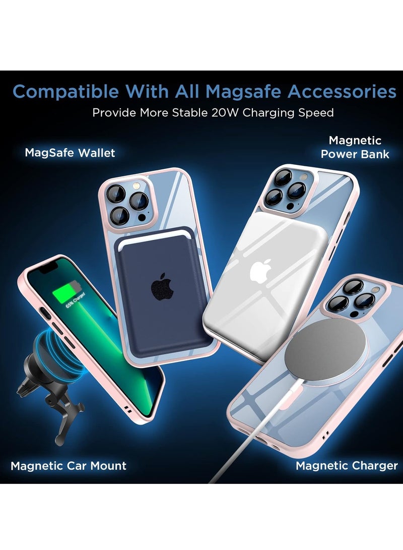 ten.tech Transparent magnetic protection case compatible with MagSafe for iPhone 11 Pro Max English mobile phone, anti-shocks and scratches (Pink) Silicone back cover by Ten Tech  - Image 3