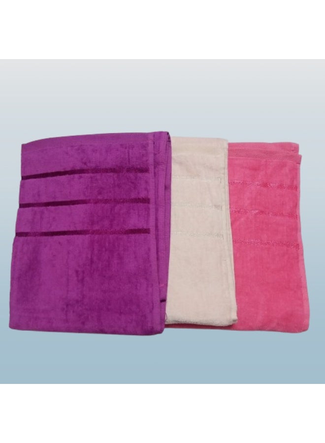 High-quality 3-piece towel set (one side cotton, one side velvet), 50x100 cm - Image 1