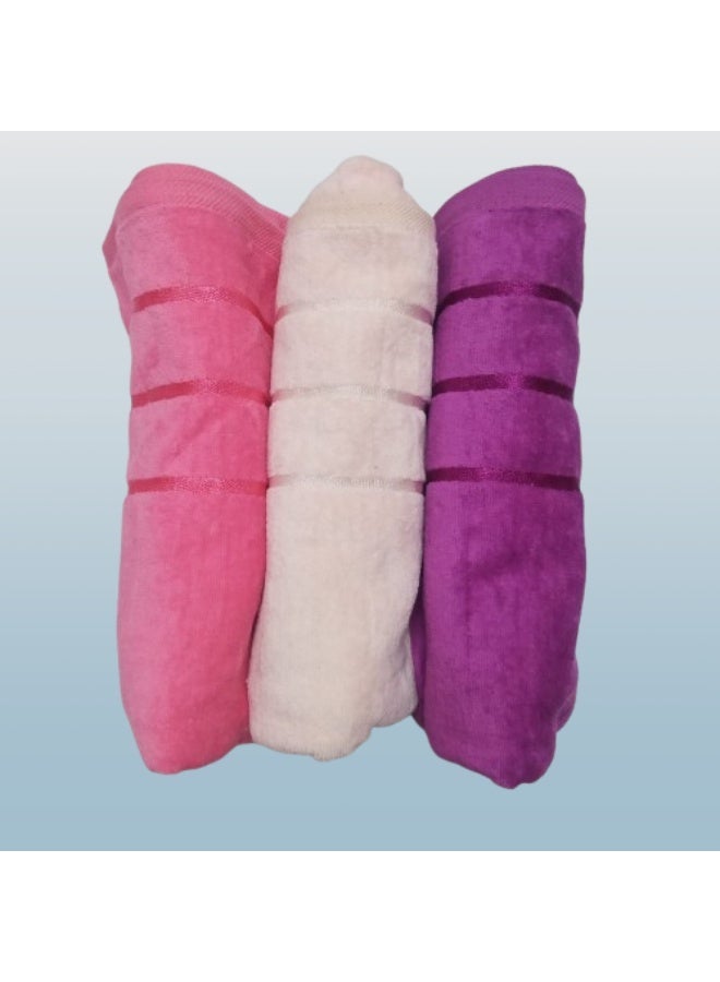 High-quality 3-piece towel set (one side cotton, one side velvet), 50x100 cm - Image 2