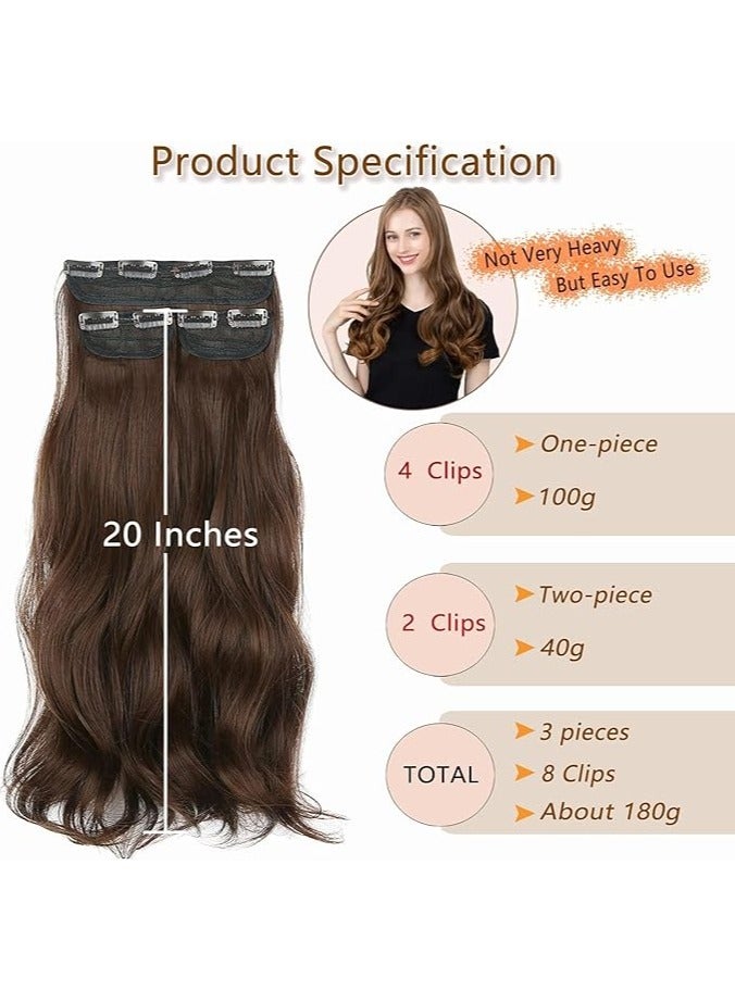 Estelle Clip in Hair Extensions for Women, Synthetic Long Straight ,bodywave ,curly Hairpieces Thick Clip in Hair Extensions with Invisible Clips for lady ,girl (COLOR 2/30, 3PCS) - Image 2
