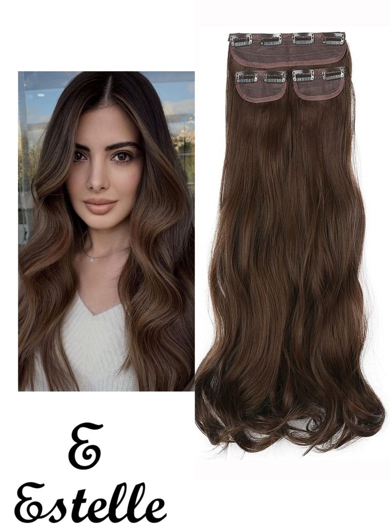 Estelle Clip in Hair Extensions for Women, Synthetic Long Straight ,bodywave ,curly Hairpieces Thick Clip in Hair Extensions with Invisible Clips for lady ,girl (COLOR 2/30, 3PCS) - Image 1