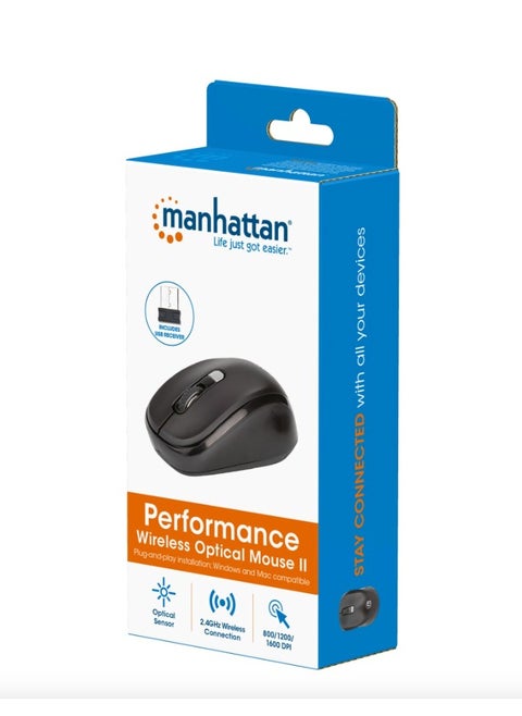 Manhattan Performance Wireless Optical USB Mouse II 1000 DPI - 190145