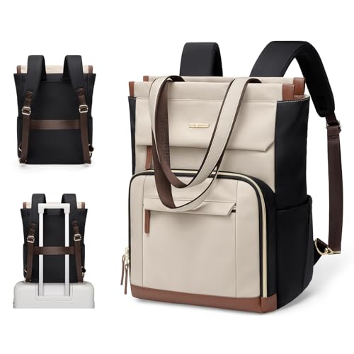 GOLF QUALITY Convertible Daypack Laptop Backpack for Women Men Carry on Tote Backpack Bookbag for College Work Nurse Travel,16Inch,Apricot Brown - Image 1