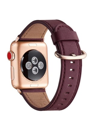 Replacement Strap Round Buckle Leather Watch Band For Apple Watch Series 9&8&7 41mm / SE 3&SE 2&6&SE&5&4 40mm / 3&2&1 38mm Wine Red - pzsku/Z3309F887D8E4A85AACA4Z/45/_/1714875506/07dc9b55-b802-412a-b225-ba771149dc59
