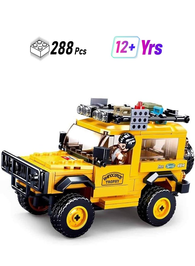 Sluban Model Bricks Series Yellow Jeep Building Blocks With Mini Figures For Children 12 Years And Over 288 Pcs  - Image 1
