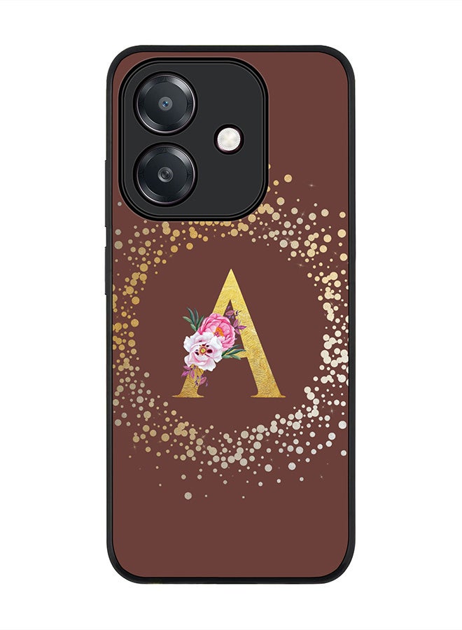 Stylizedd For Oppo A5i Case,Slim fit Camera Protection, Shockproof Thin Phone cover  - Custom Monogram Floral - A  (Brown )