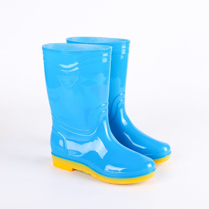 2024 Mid-Calf Warm Cotton Rain Boots for Women Fashionable Winter WaterproofB02 medium tube sky blue B02 medium tube sky blue 