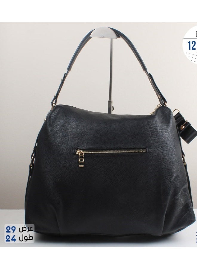 Large black leather women's handbag that can fit all your belongings - Image 3