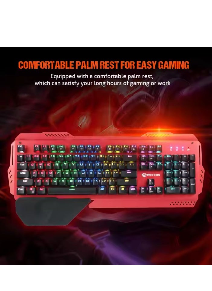 Meetion MK20 Anti-Ghosting Metal Mechanical Gaming Keyboard 104 keys Colorful RGB chroma Backlit Customizable High-quality Macro Mechanical Switches Professional Gaming Keyboard