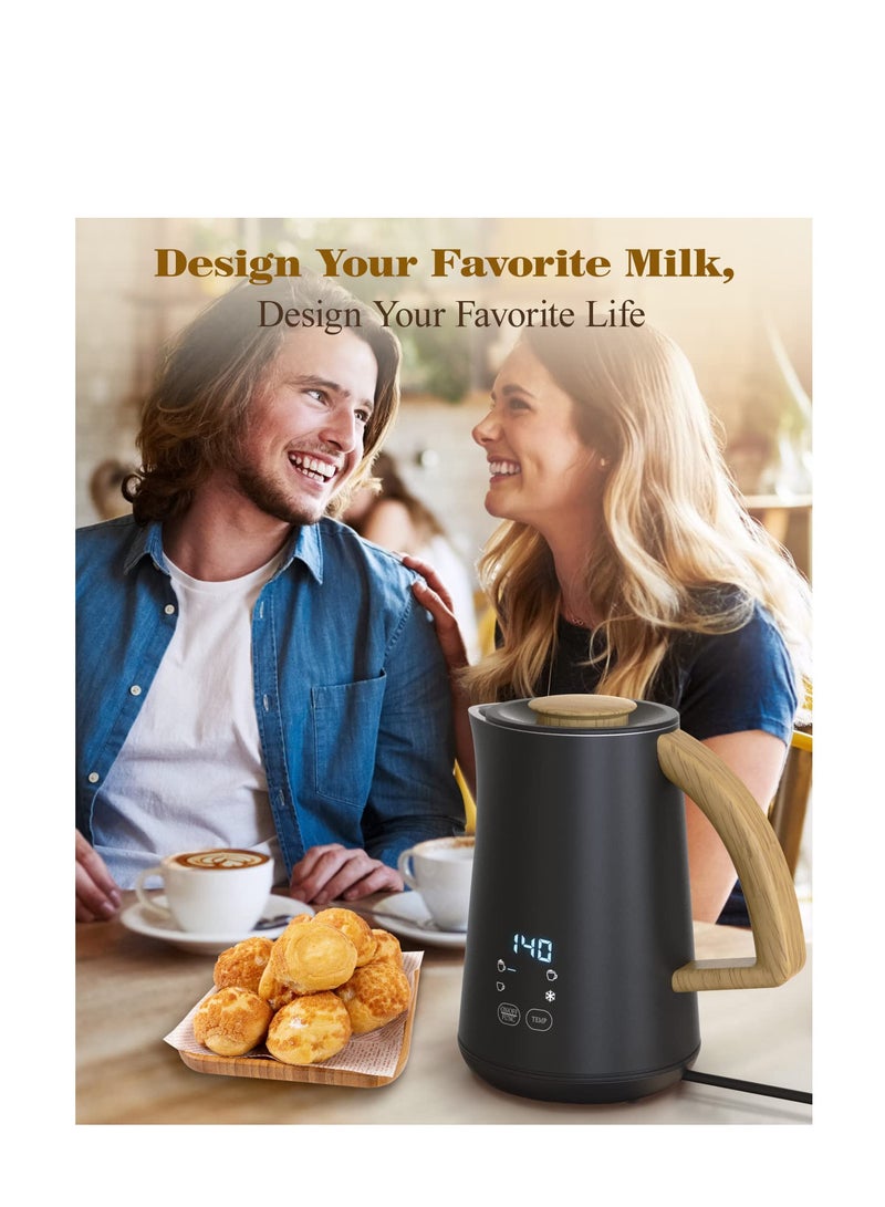 SYOSI Milk Frother and Steamer, 4-in-1, With Temperature Control Display Screen, Electric Automatic Frother for Hot Chocolate Milk, Cappuccinos, Latte, Macchiato, Black, Easy to Clean, Silent Operation - Image 1