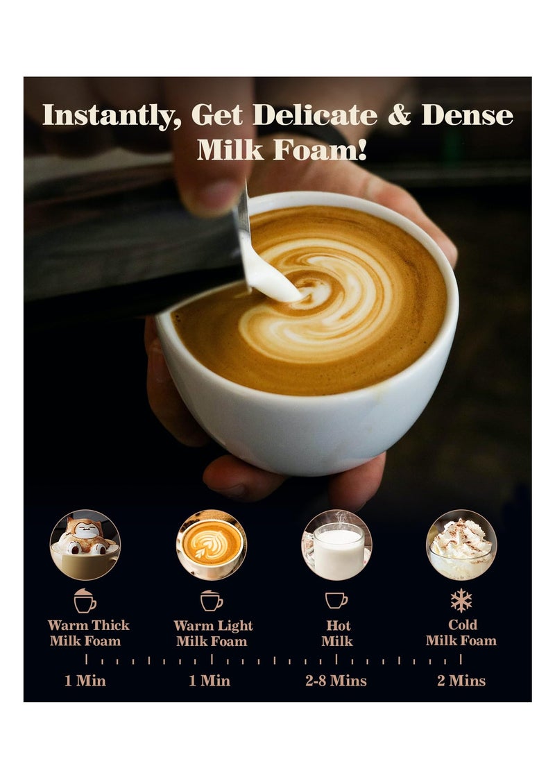 SYOSI Milk Frother and Steamer, 4-in-1, With Temperature Control Display Screen, Electric Automatic Frother for Hot Chocolate Milk, Cappuccinos, Latte, Macchiato, Black, Easy to Clean, Silent Operation - Image 4