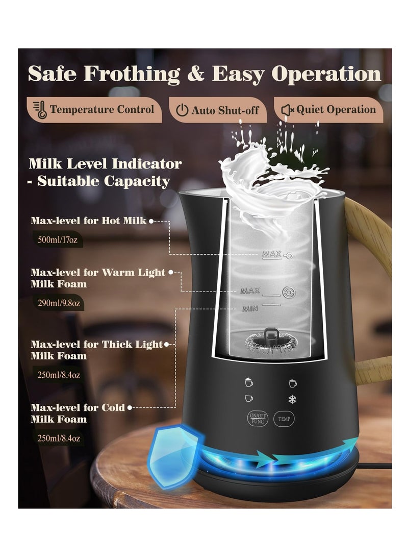 SYOSI Milk Frother and Steamer, 4-in-1, With Temperature Control Display Screen, Electric Automatic Frother for Hot Chocolate Milk, Cappuccinos, Latte, Macchiato, Black, Easy to Clean, Silent Operation - Image 5
