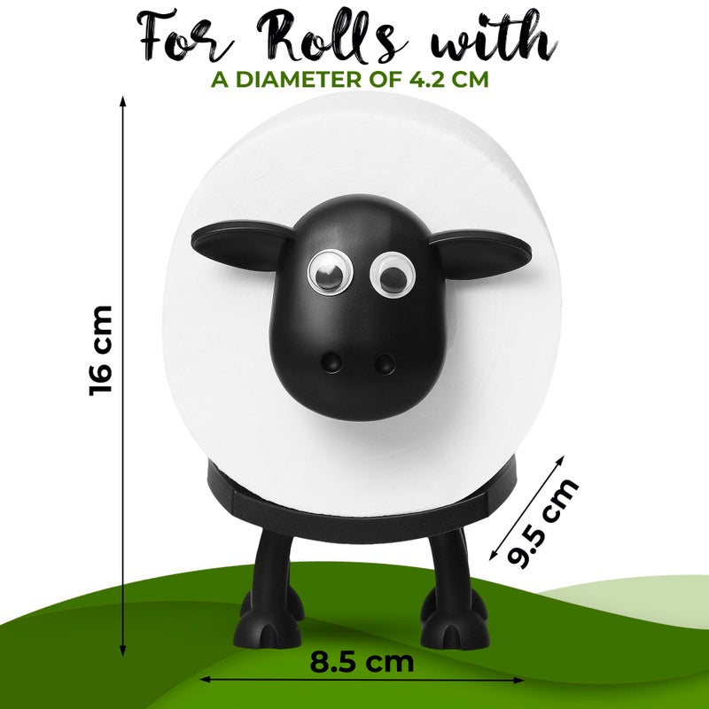 VELENTI Sheep Toilet Roll Holder, Free Standing Bathroom Set, 3D Printed, Funny Hilarious Black Sheep Loo Roll Holder, Tissue Paper Storage, Cute Bathroom Decor, X3, Set of 3 - Image 3