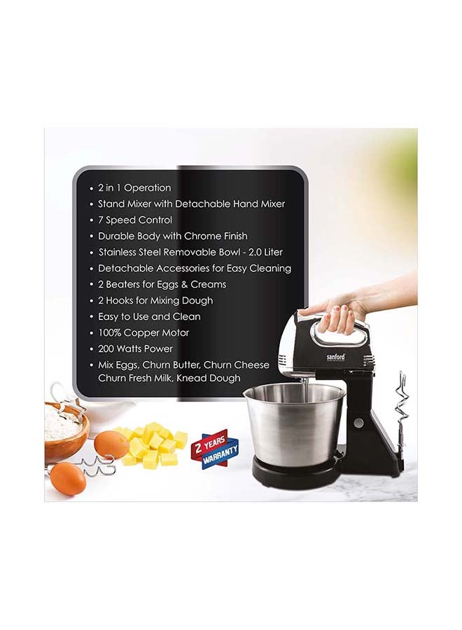 Sanford STAND MIXER 200 WATTS 2 L 200 kW SF1359SM BS Black - Image 2