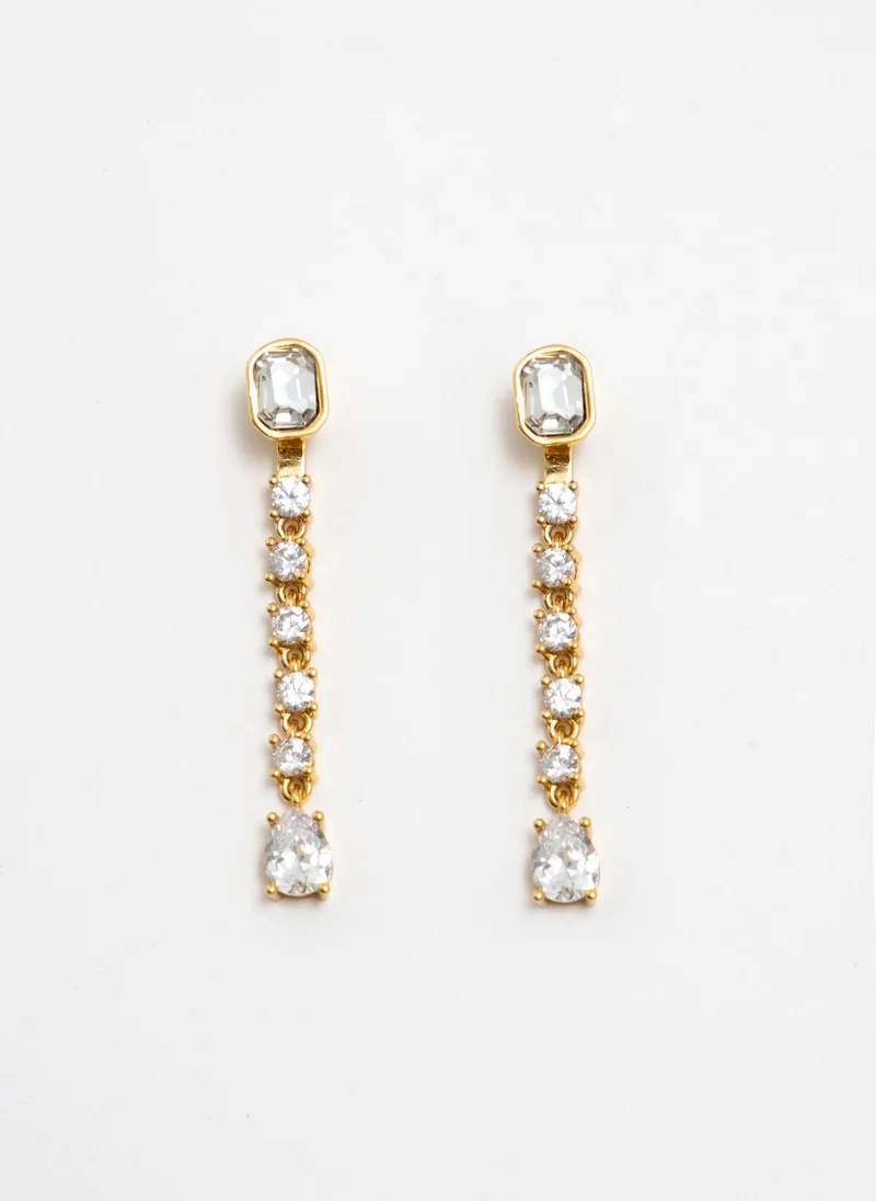 ليتشي أقراط طويلة مرصعة بالزركون الكبير