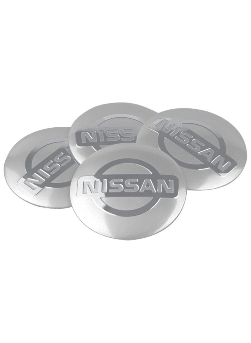 SOLDOUT 56mm Car Wheel Hub Cap Hubcaps Tire Tyre Center Emblem Sticker Auto Accessories Compatible with Nissan Nismo Tiida Teana GTR 350Z 370Z 240SX Juke Note (Pack of 4, Full Silver) - Image 2