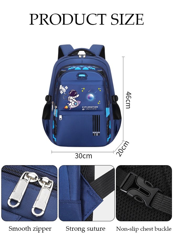 DUNISO Kids School Backpack, Large Capacity Backpack for Boys, Lightweight Schoolbag for Teen Boys Bookbag with Compartments Reflective Strip, Watrer Resistant Bookbag for Elementary Primary School  - Image 5