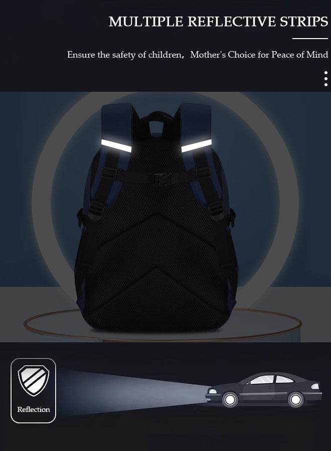 DUNISO Kids School Backpack, Large Capacity Backpack for Boys, Lightweight Schoolbag for Teen Boys Bookbag with Compartments Reflective Strip, Watrer Resistant Bookbag for Elementary Primary School - Image 5