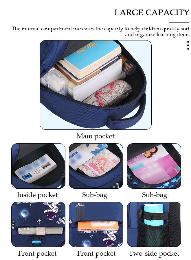 DUNISO Kids School Backpack, Large Capacity Backpack for Boys, Lightweight Schoolbag for Teen Boys Bookbag with Compartments Reflective Strip, Watrer Resistant Bookbag for Elementary Primary School - Image 4