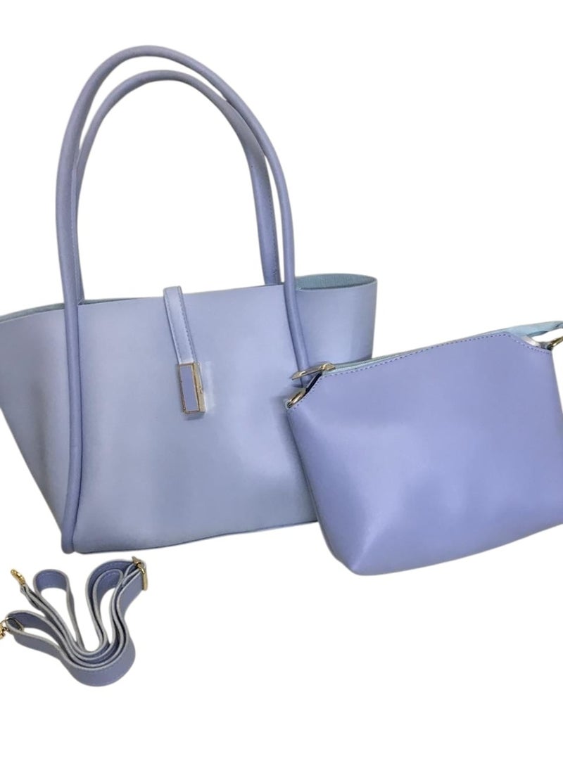 شنطة جلد حريمي 2×1 مع حزام كروس – تصميم أنيق متعدد الاستخدام - Image 1