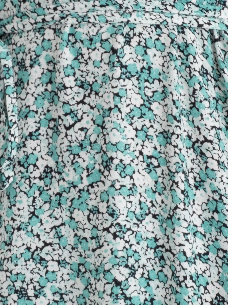 HICCUP Floral V Neck Tiered Drawstring Short Sleeve Maxi Dress