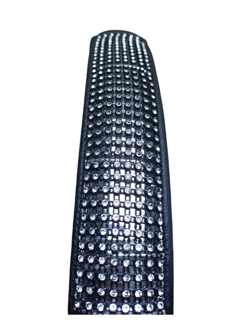 Glitter Car Steering Wheel Cover for Women and Girls, Universal Colorful Rainbow Diamond Crystal Rhinestones, Anti-Slip, Black - Image 1