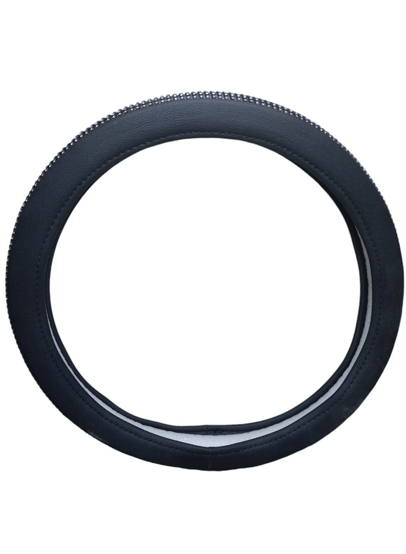 Glitter Car Steering Wheel Cover for Women and Girls, Universal Colorful Rainbow Diamond Crystal Rhinestones, Anti-Slip, Black - Image 2