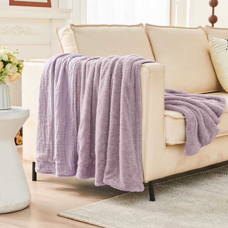 يمي Emme Muslin Cotton Fleece رمي بطانية عكسية - 50 ""*60 " - Image 4