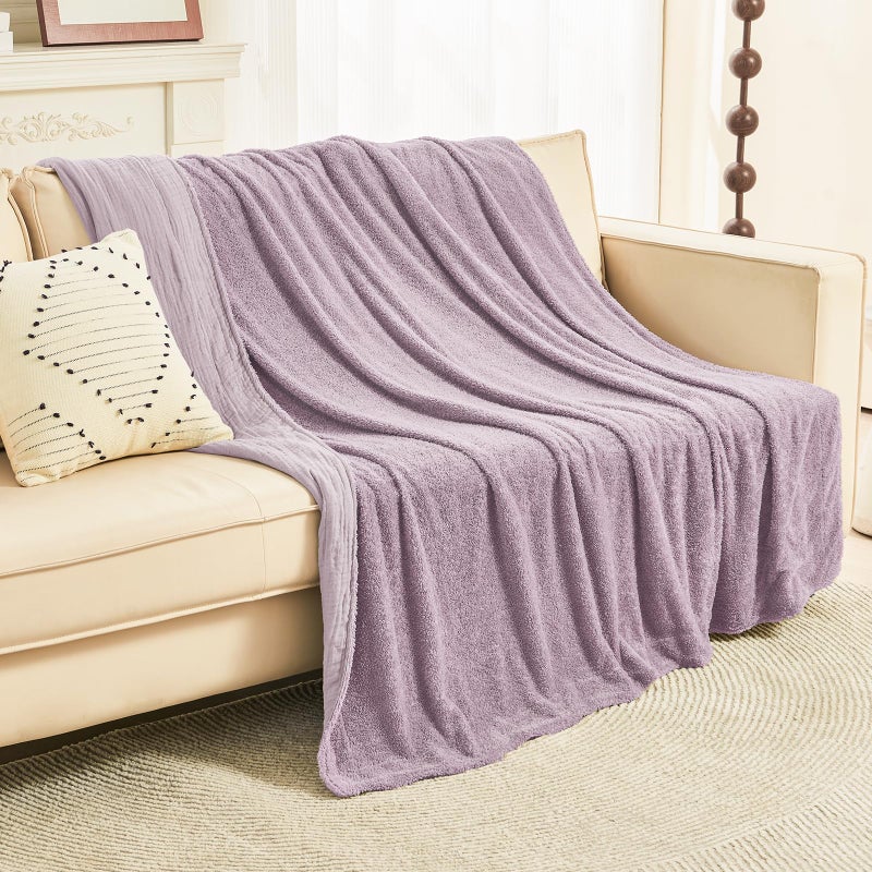 يمي Emme Muslin Cotton Fleece رمي بطانية عكسية - 50 ""*60 " - Image 1