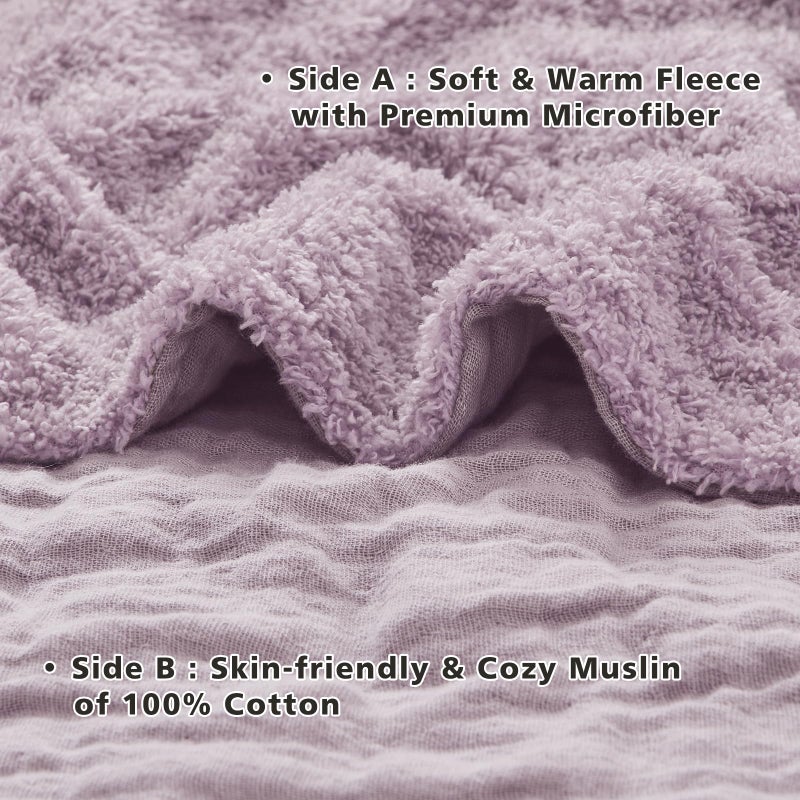 يمي Emme Muslin Cotton Fleece رمي بطانية عكسية - 50 ""*60 " - Image 3
