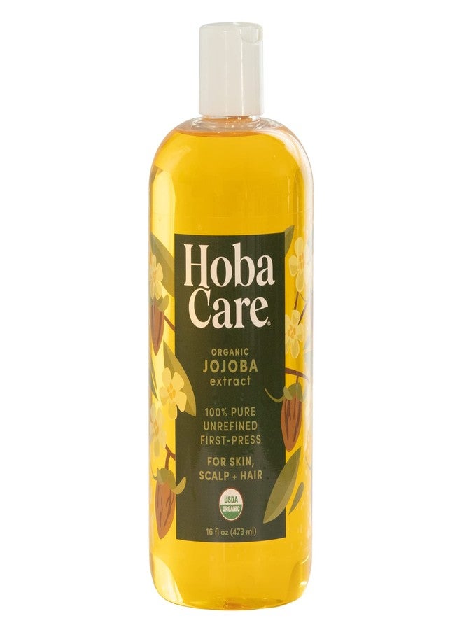 HobaCare Organic Jojoba Oil for Hair, Skincare, Face, Body, Scalp, Nails, Beard Care, Skin Massage - Unrefined Carrier Oil - 100% Pure, Hexane Free, Moisturizing (16 oz) - Image 1