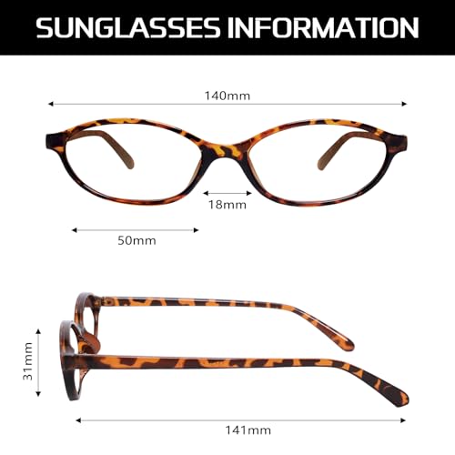 GUVIVI Retro Oval Blue Light Block Glasses for Women Chic Cat Eye Sunglasses 90s Sunnies Lightweight Shades - Image 5