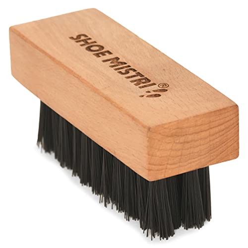 Shoe Mistri Hand Made Nylon Bristles Shoe Brushing and Scrubbing Brush Polish Brush Polishing Shine Brush Foaming Scrubbing Shoes Brush for Nubuck Suede and Other Footwear - Image 1